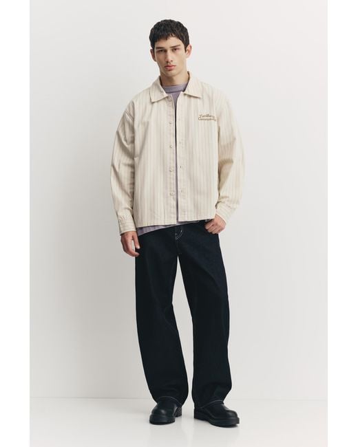 Pull&Bear Gestreept Geborduurd Overhemd in het Natural voor heren