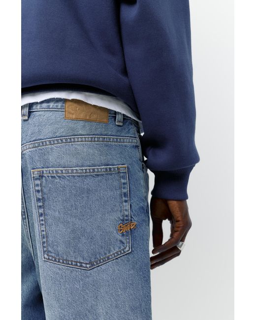 Pull&Bear Blue Baggy Denim Bermuda Shorts for men