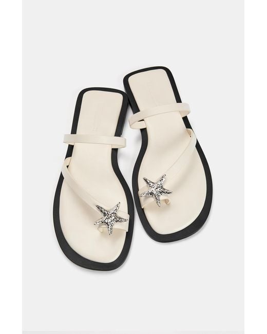 Pull&Bear Blue Embellished Flat Sandals