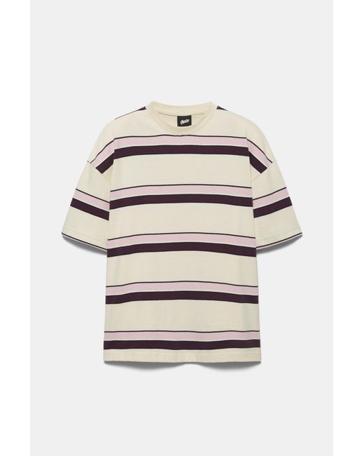 Pull&Bear Gray Short Sleeve Striped T-Shirt for men