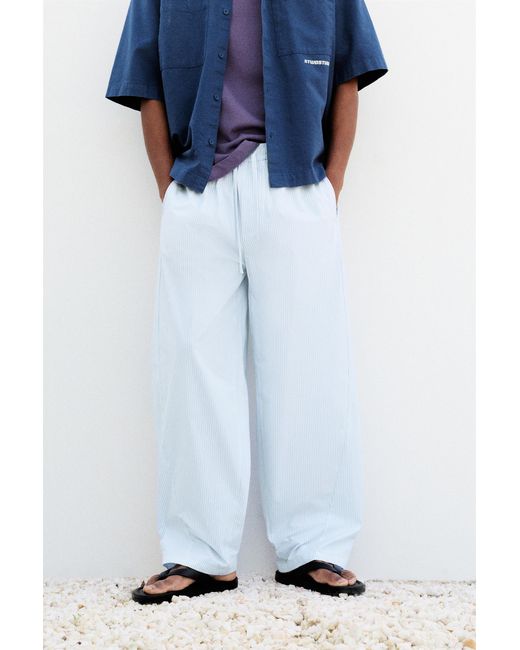 Pull&Bear Gestreepte Pyjamalook Broek in het Blue voor heren