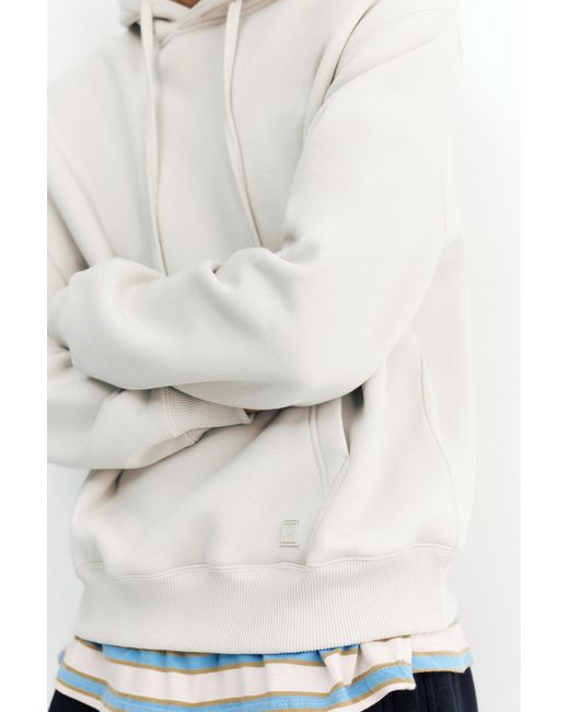 Felpa Basic Con Cappuccio di Pull&Bear in White da Uomo
