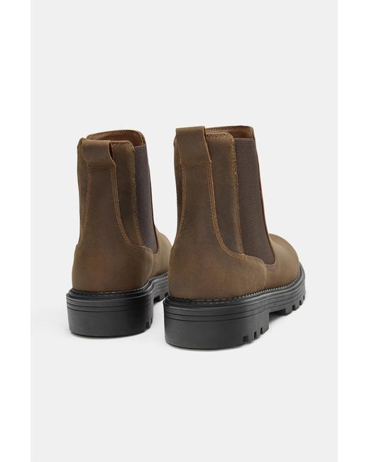 Pull&Bear Blue Leather Chelsea Boots for men
