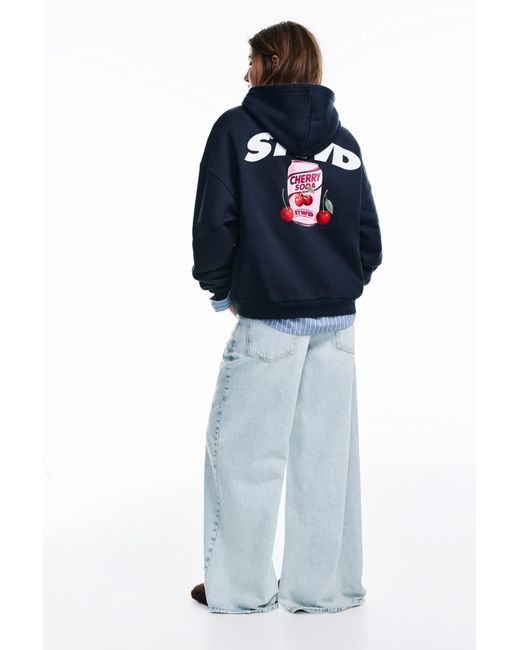 Pull&Bear Blue Stwd Cherry Hoodie