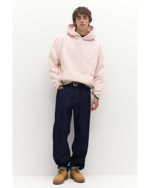 Pull&Bear Black Stwd Embroidered Hoodie for men