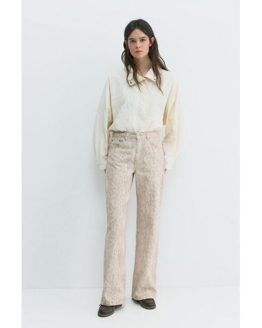 Pull&Bear Straight Jeans Met Slangenprint in het Gray