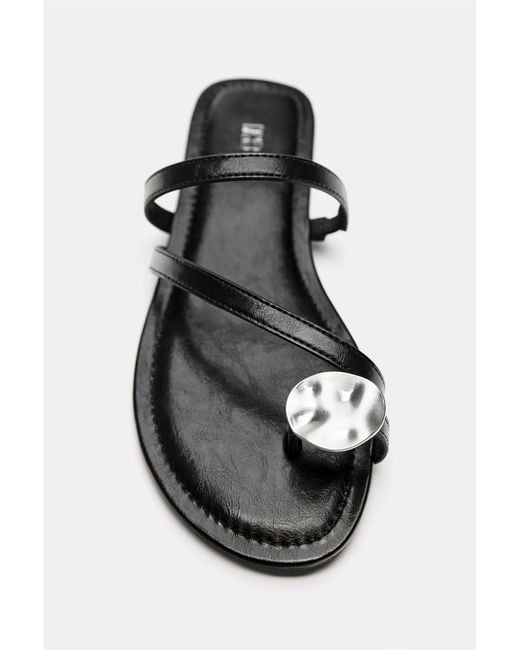 Pull&Bear White Embellished Flat Sandals