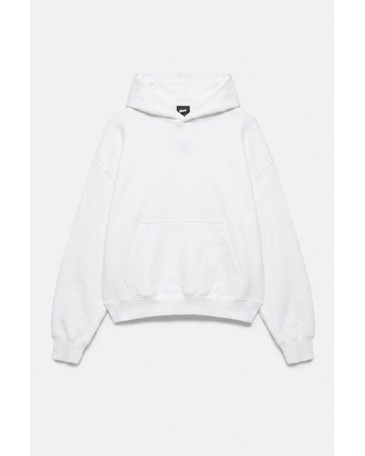 Pull&Bear White Boxy-Fit Hoodie for men