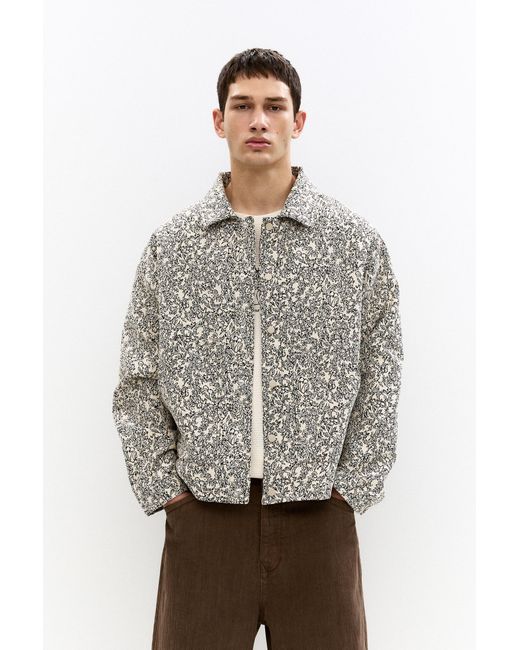 Pull&Bear Gray Floral Jacquard Cardigan for men