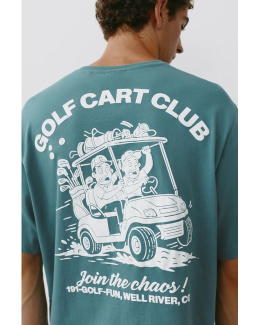 Pull&Bear Blue Golf Cart Club T-Shirt for men