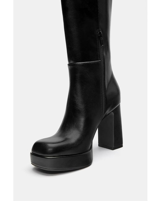 Pull&Bear Black High-Heel Platform Boots