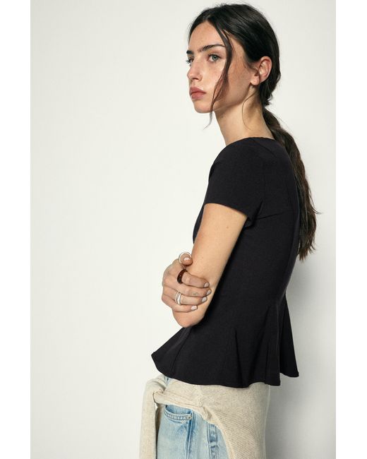 Pull&Bear Black Peplum Top