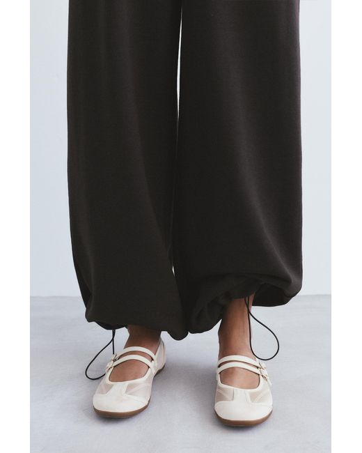 Pull&Bear Black Wide-Leg Tracksuit Bottoms With Adjustable Hem