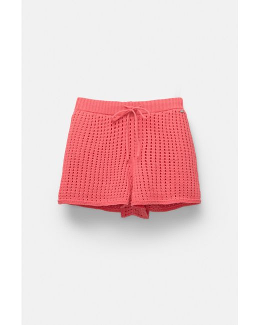Pull&Bear Red Crochet Shorts
