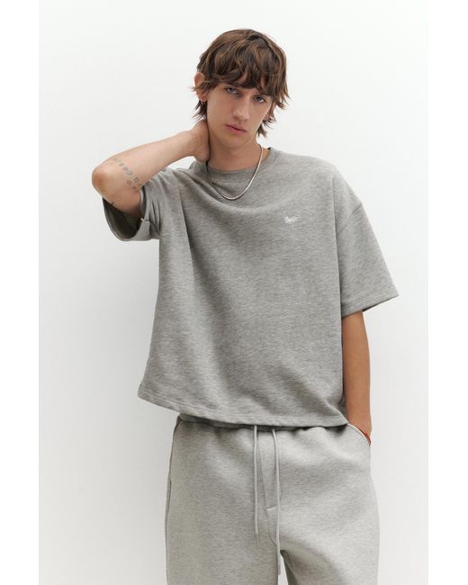 Pull&Bear Gray Short Sleeve Logo Sweatshirt for men