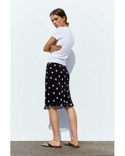 Pull&Bear Black Polka Dot Skirt