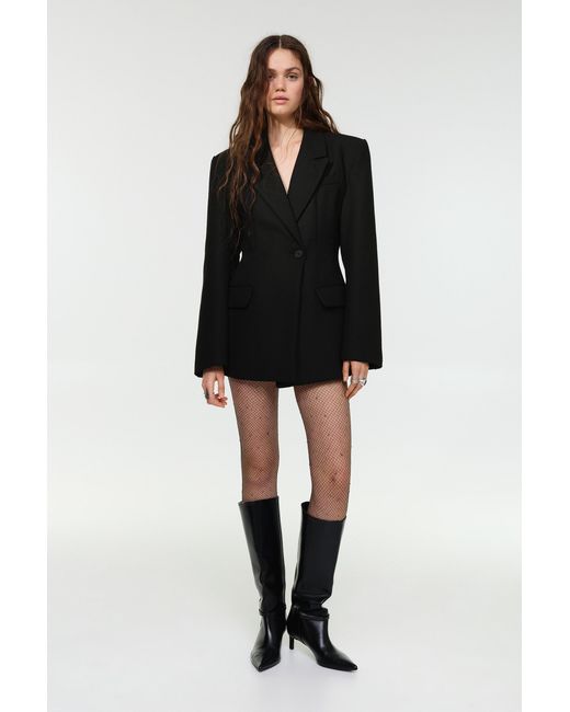 Pull&Bear Black Short Fitted Felt Fabric Coat