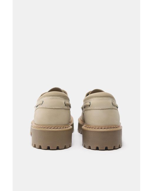 Pull&Bear White Stwd Boat Shoes for men