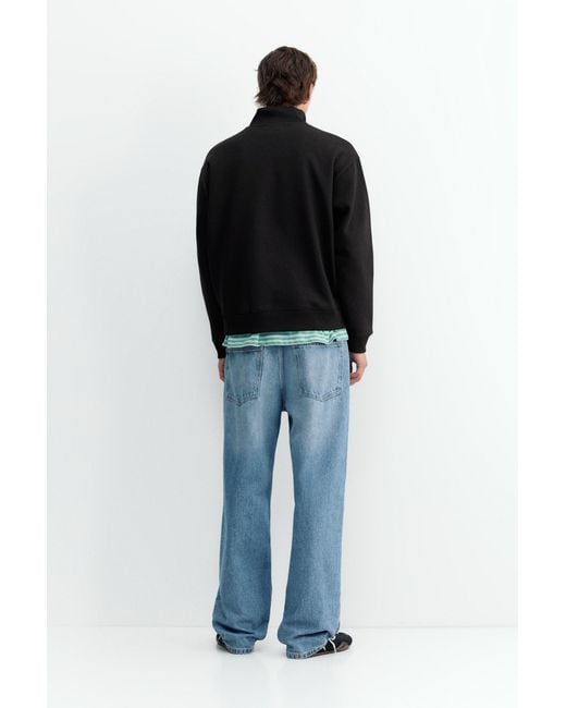 Pull&Bear Black Quarter-Zip Sweatshirt for men