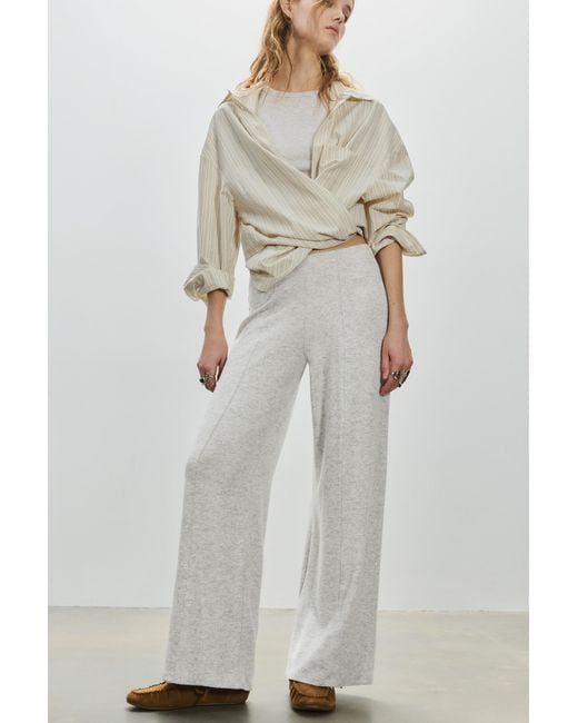 Pull&Bear White Wide-Leg Soft Touch Trousers