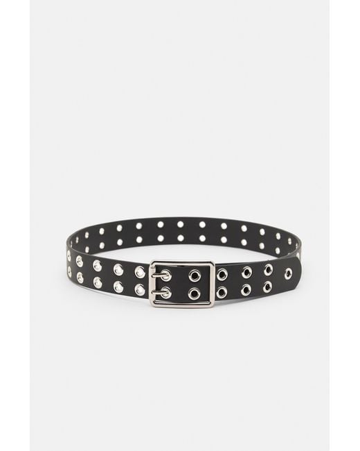 Pull&Bear Black Leather Effect Belt With Eyelets