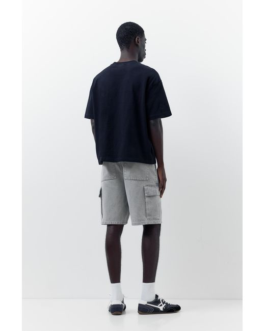 Pull&Bear Blue Baggy Cargo Bermuda Shorts for men