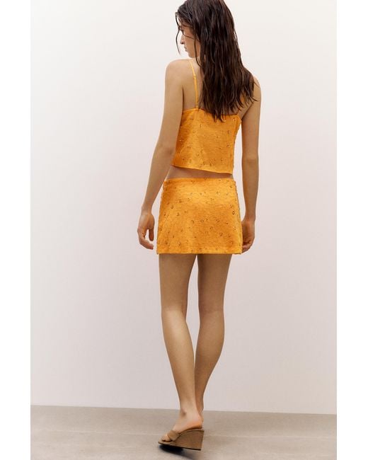 Pull&Bear Orange Sequin Mini Skirt