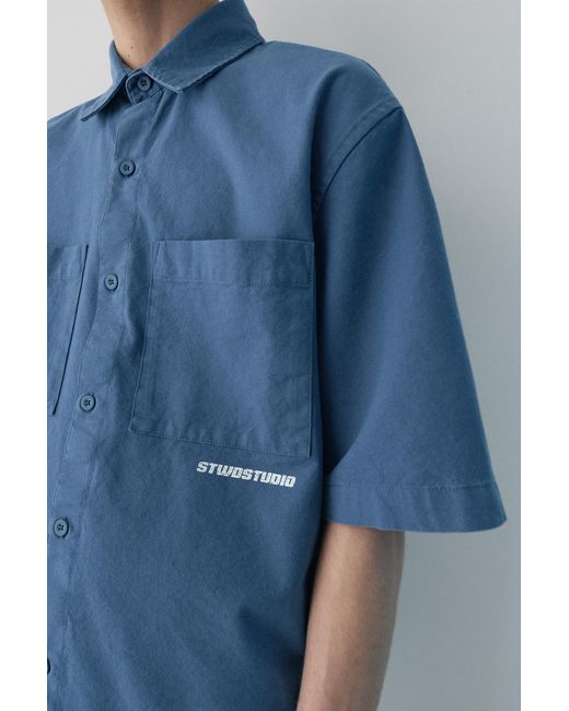 Pull&Bear Stwd Studio Kurzarmhemd in Blue für Herren