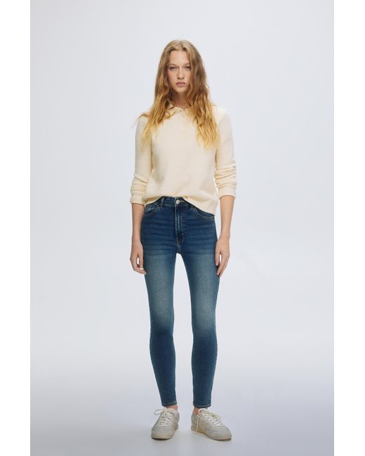Pull&Bear Blue High-Waist Skinny Jeans
