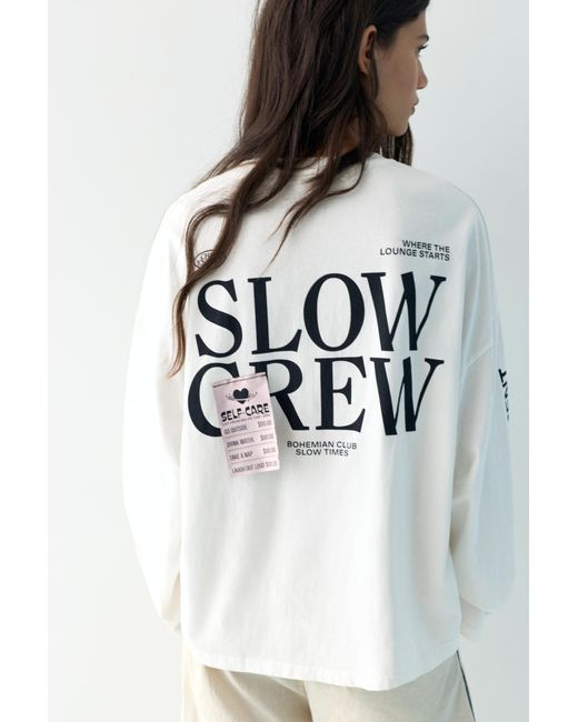 Pull&Bear Black Long Sleeve Graphic T-Shirt