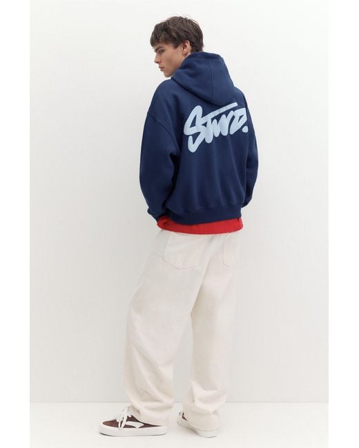 Pull&Bear Blue Stwd Boxy-Fit Hoodie for men