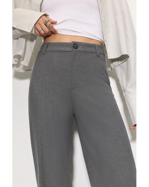Pull&Bear White Smart High-Waist Straight-Leg Trousers