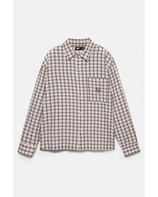 Pull&Bear Gray Stwd Plaid Shirt for men