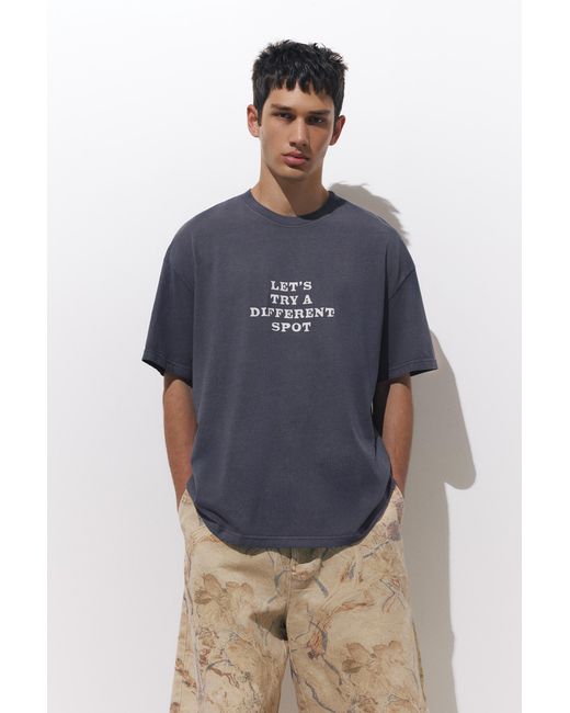 Pull&Bear Blue Diving Graphic T-Shirt for men