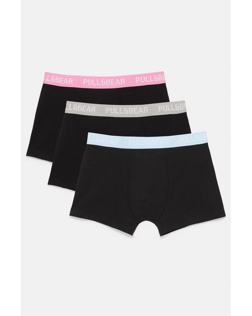 Pull&Bear 3-Pak Boxershorts in het Black voor heren