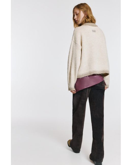 Pull&Bear Natural Polo Collar Sweater