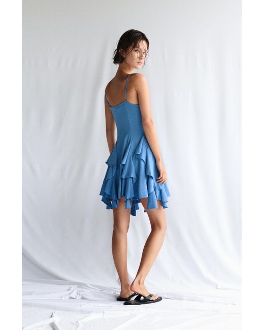 Pull&Bear Blue Short Strappy Flared Dress