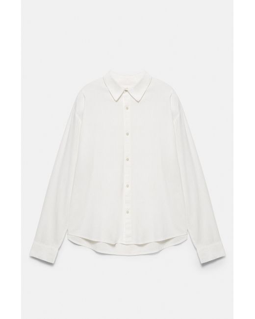 Pull&Bear White Linen Blend Shirt for men
