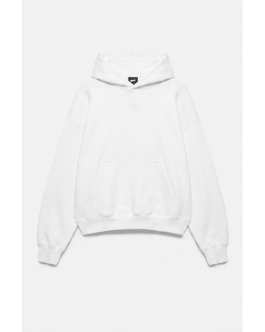 Pull&Bear White Stwd Boxy Logo Hoodie for men