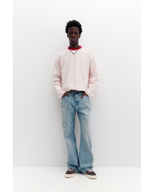 Pull&Bear Pink Striped Long-Sleeve T-Shirt for men