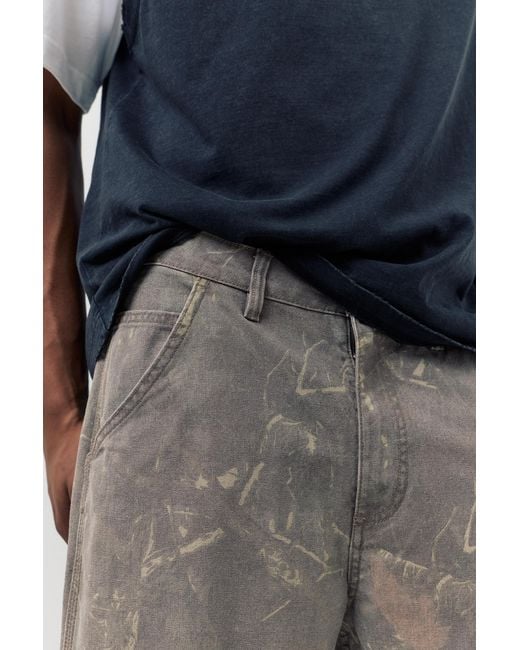 Pull&Bear Gray Printed Wide-Leg Trousers for men