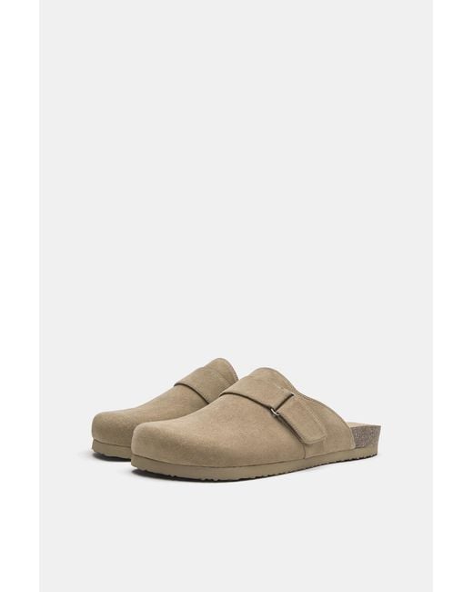 Pull&Bear Black Buckle Clogs for men