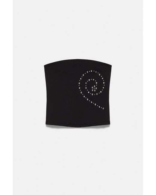 Pull&Bear Blue Studded Bandeau Top