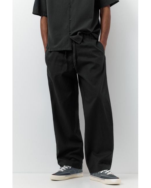 Pull&Bear Jogginghose Mit Leinen in Black für Herren