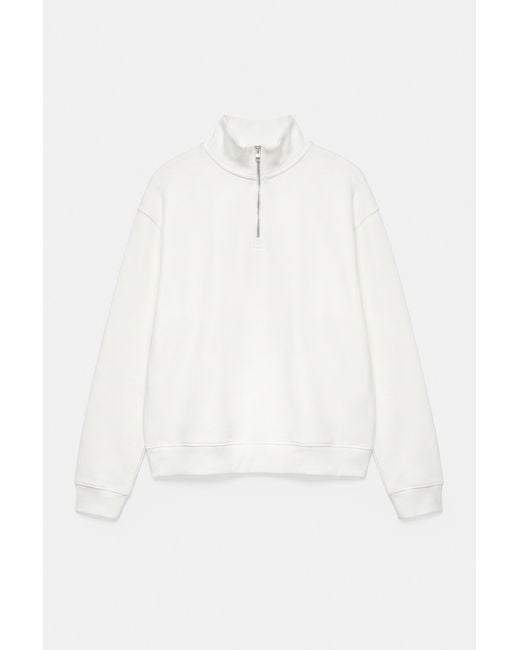 Pull&Bear White Quarter-Zip Sweatshirt for men