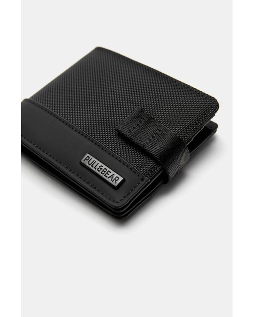 Pull&Bear Black Nylon Wallet for men