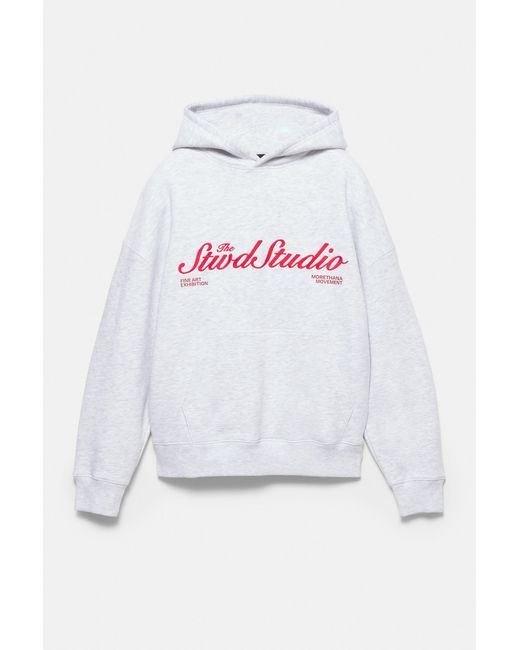 Pull&Bear Gray Stwd Studio Hoodie for men