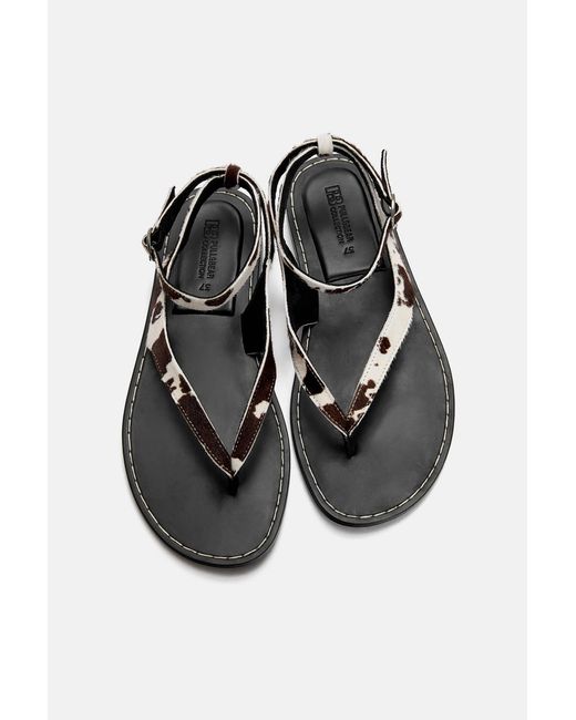 Pull&Bear White Flache Sandalen Aus Rindsleder