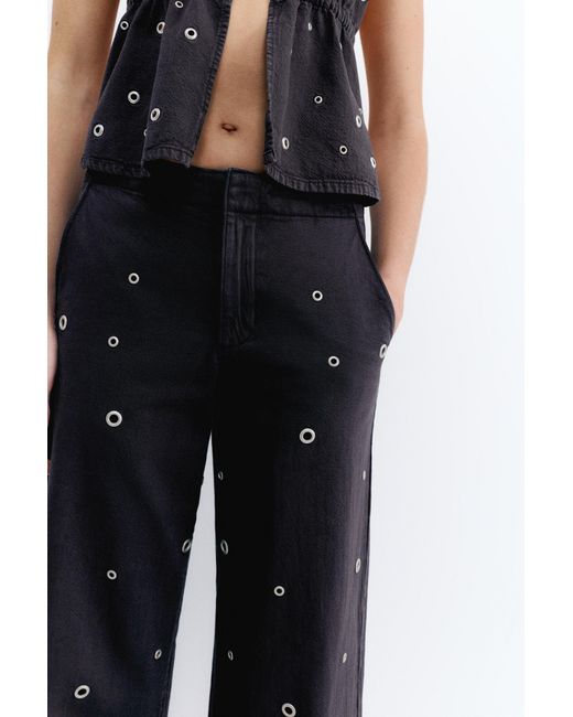 Pull&Bear Blue Straight-Leg Jeans With Eyelets