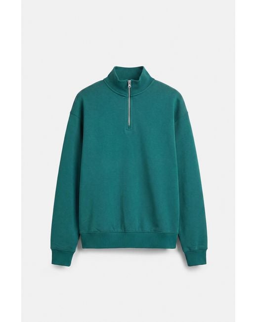 Pull&Bear Green Quarter-Zip Sweatshirt for men
